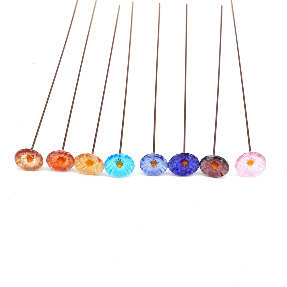 Rainbow of Transparent Glass Daisy Flowers with Vase