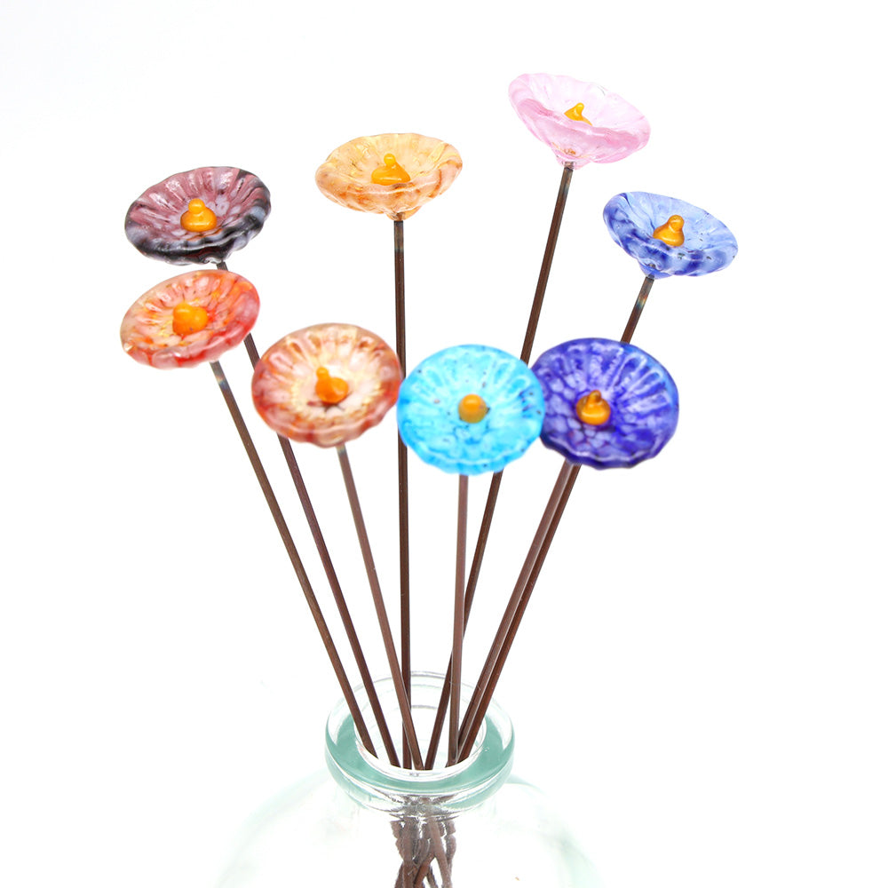 Single Glass Daisy -  Transparent Speckled Colours