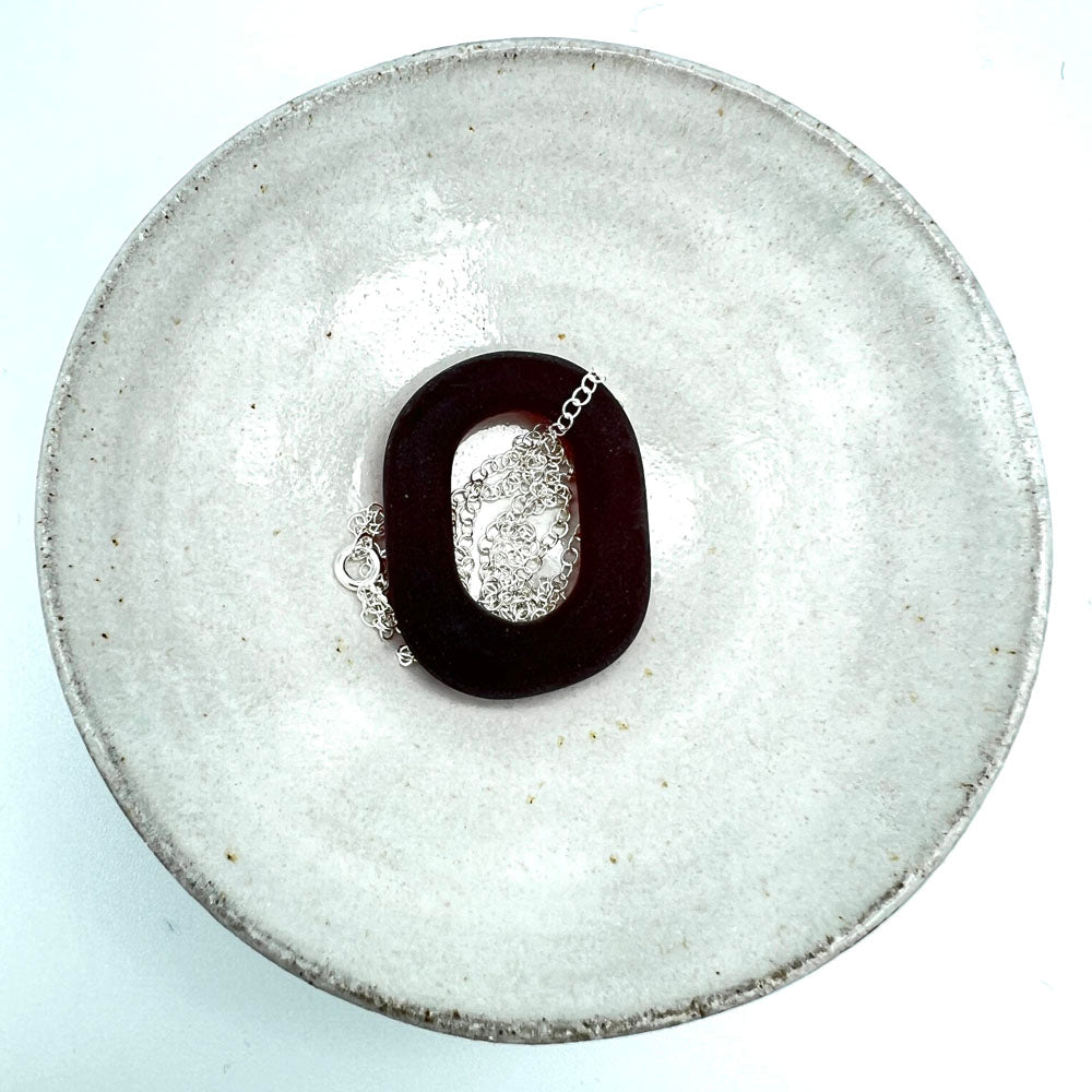 Frosted Amber Glass Link Necklace