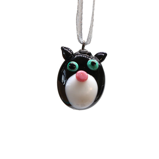 Tiny Glass Black Cat Hanging Decoration