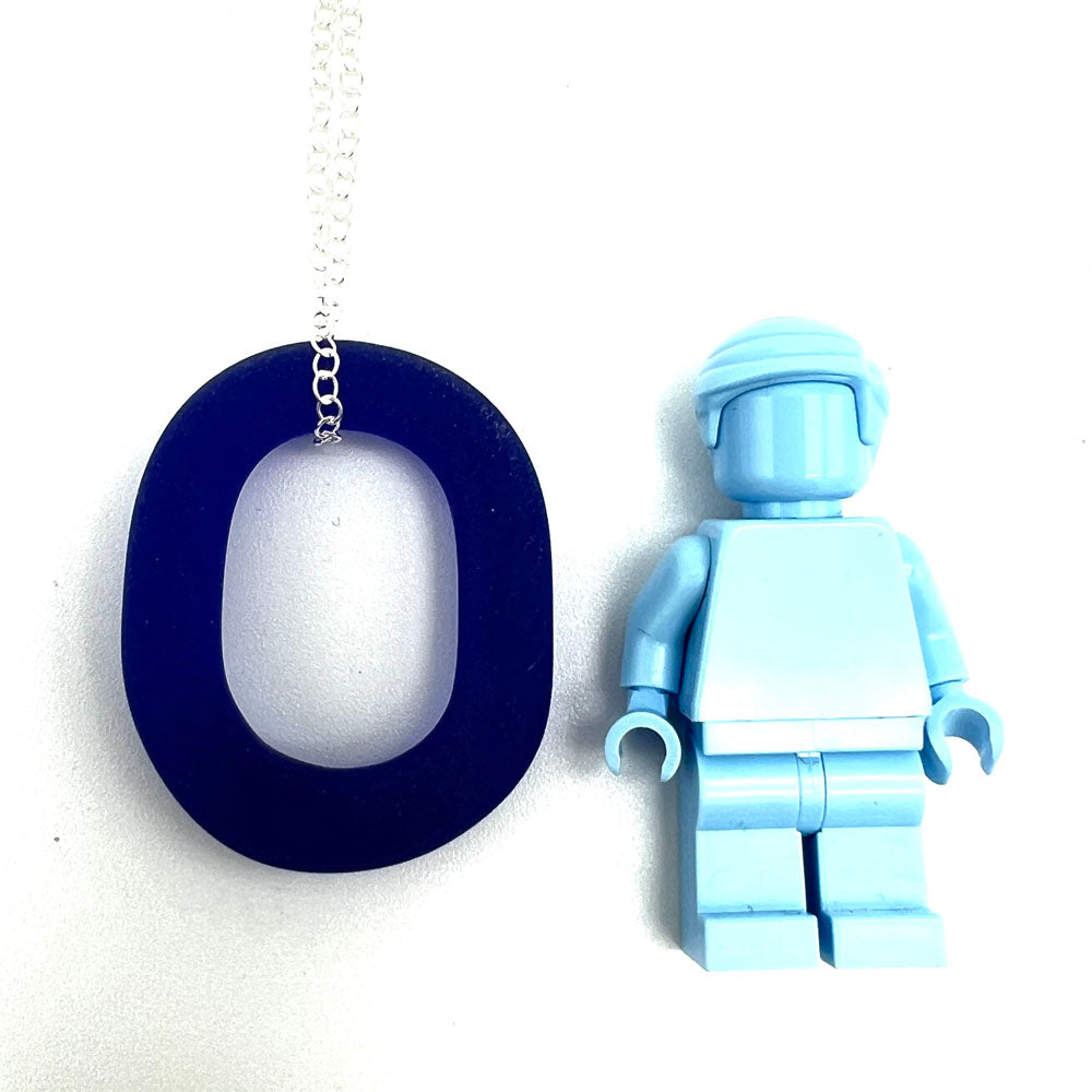 Frosted Blue Glass Link Necklace
