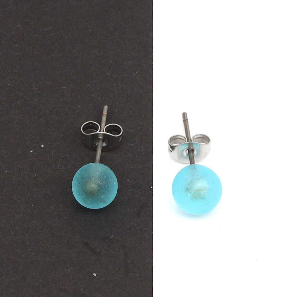 Frosted Bombay Sapphire Gin Bottle Glass Stud Earrings