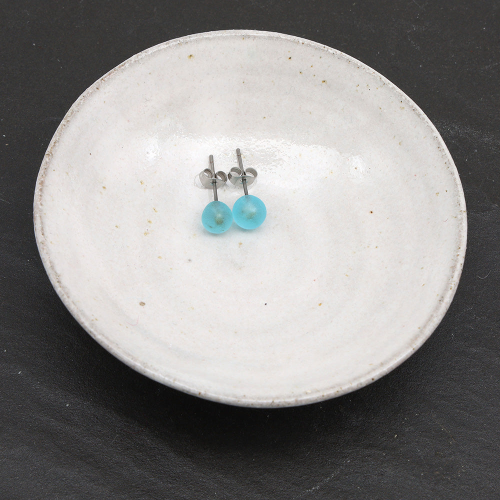 Frosted Bombay Sapphire Gin Bottle Glass Stud Earrings