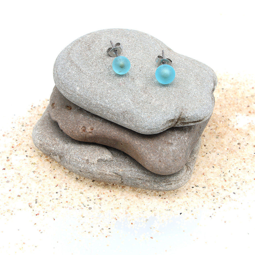 Frosted Bombay Sapphire Gin Bottle Glass Stud Earrings