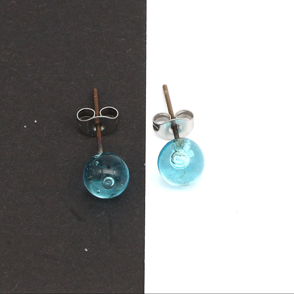 Shiny Bombay Sapphire Gin Bottle Glass Stud Earrings