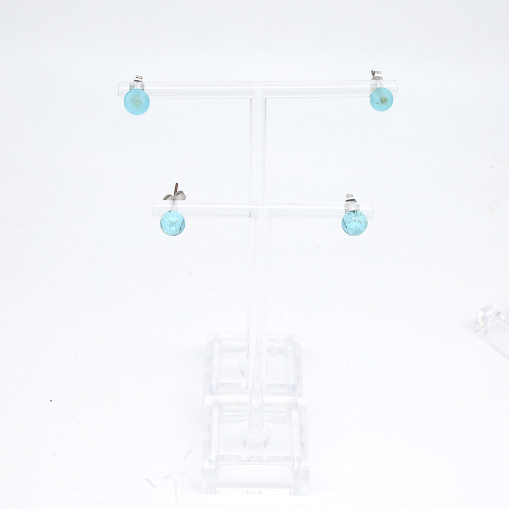 Frosted Bombay Sapphire Gin Bottle Glass Stud Earrings