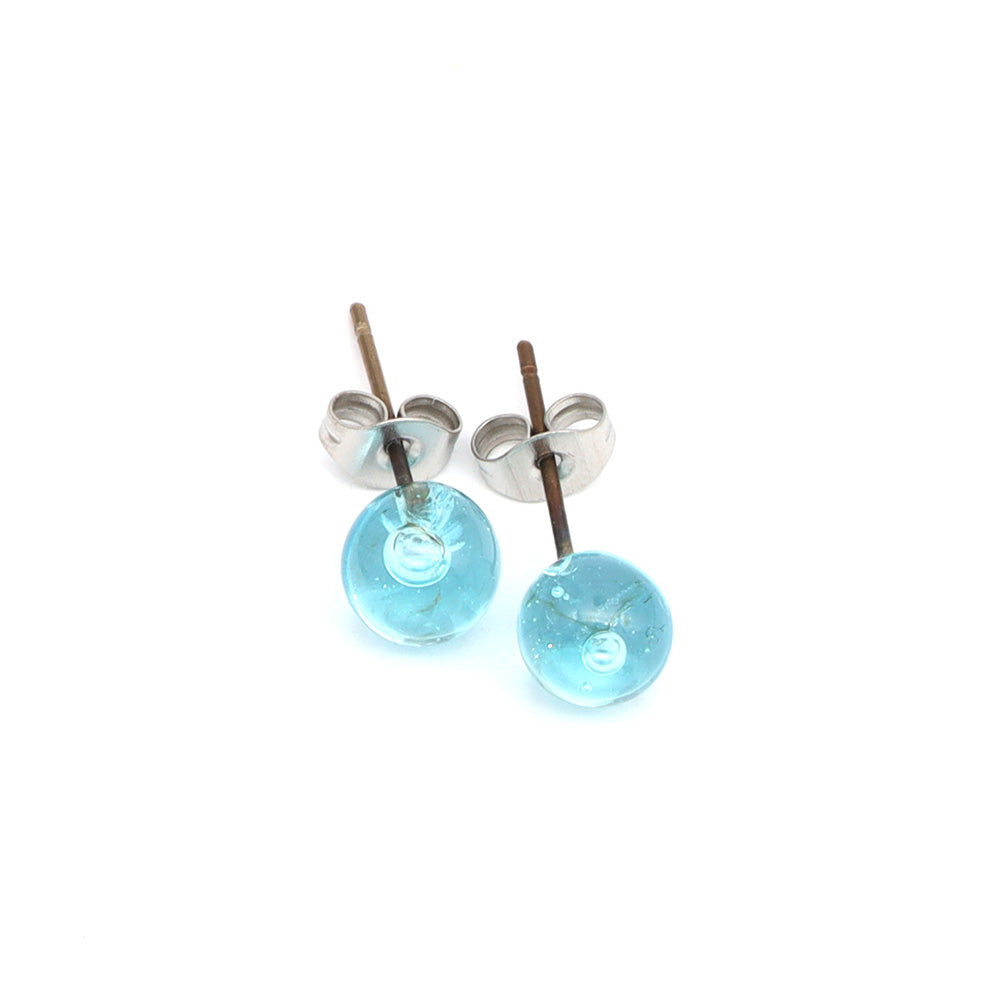 Shiny Bombay Sapphire Gin Bottle Glass Stud Earrings