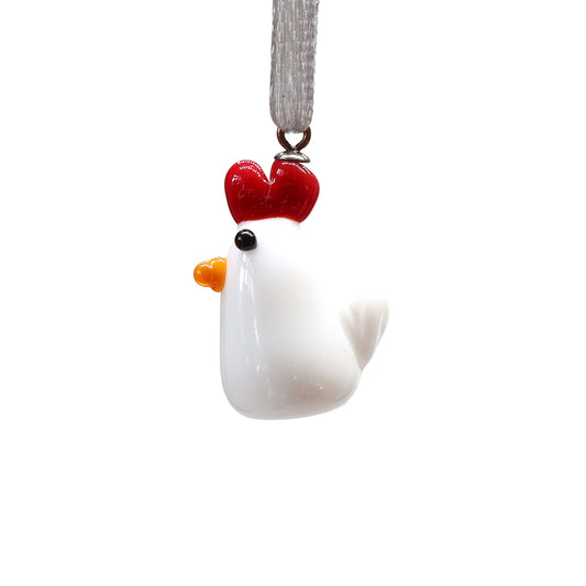 Tiny Glass Chicken Hanging Decoration