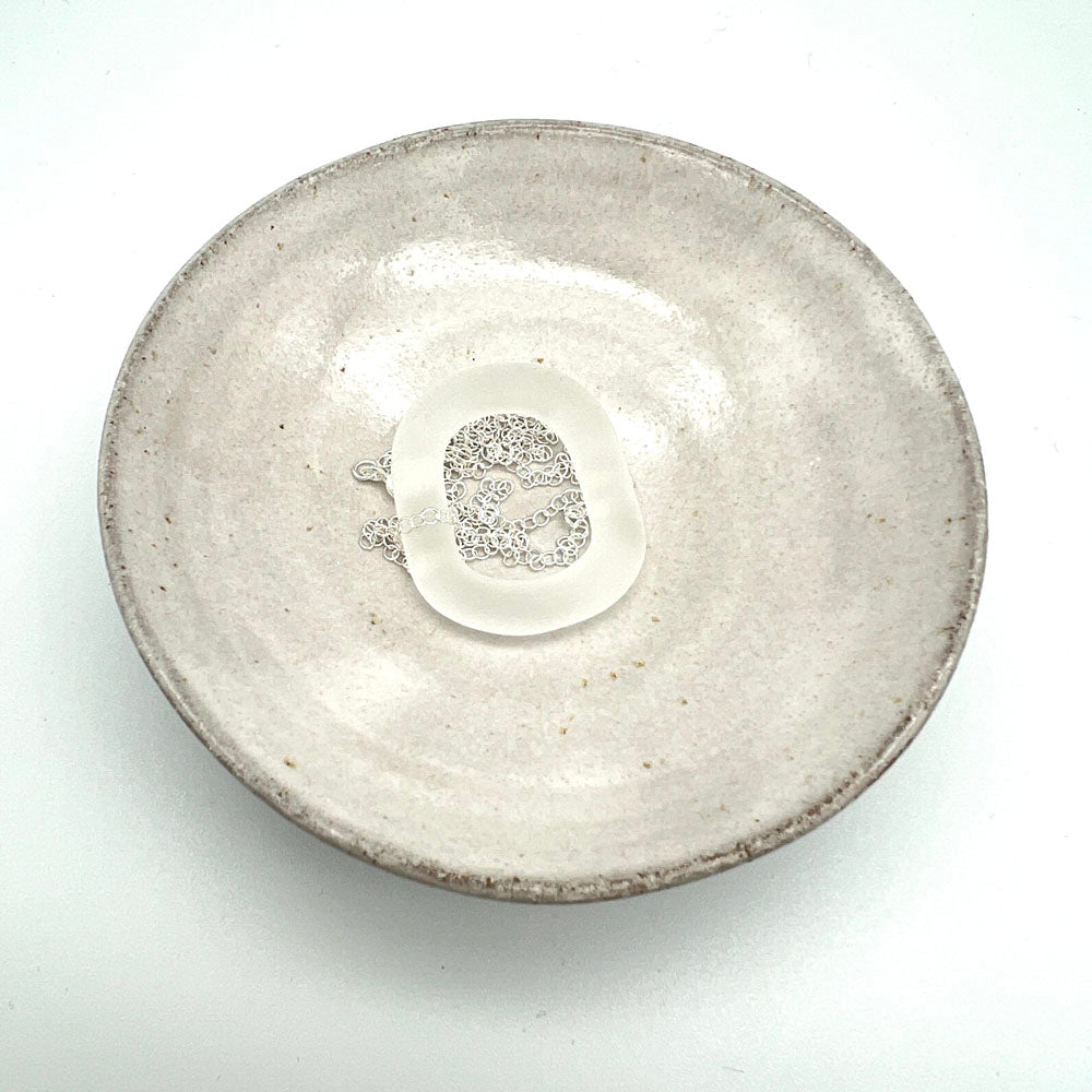 Frosted Clear Glass Link Necklace