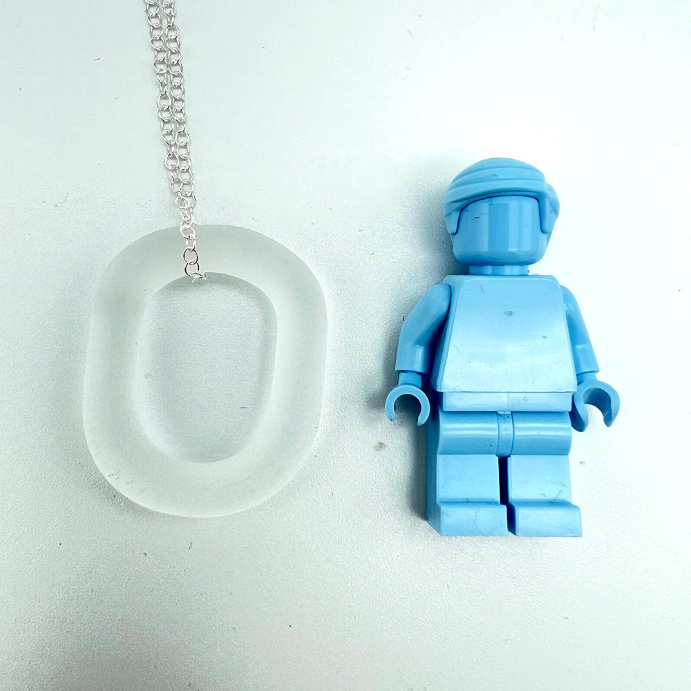 Frosted Clear Glass Link Necklace