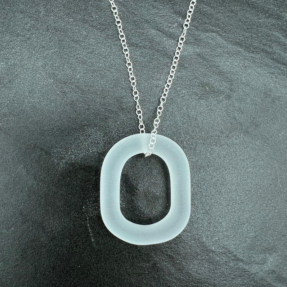 Frosted Clear Glass Link Necklace