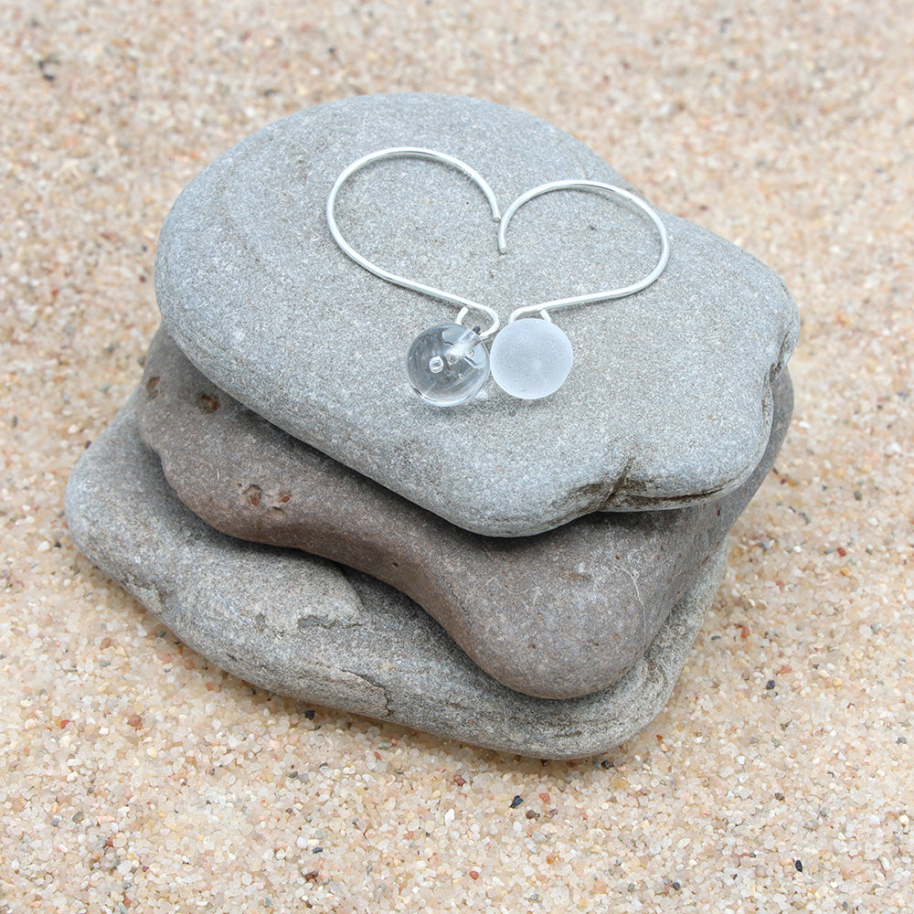 Shiny Clear Tiny Ball Silver Hoop Earrings