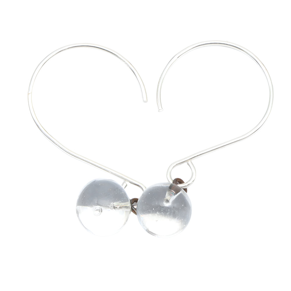 Shiny Clear Tiny Ball Silver Hoop Earrings