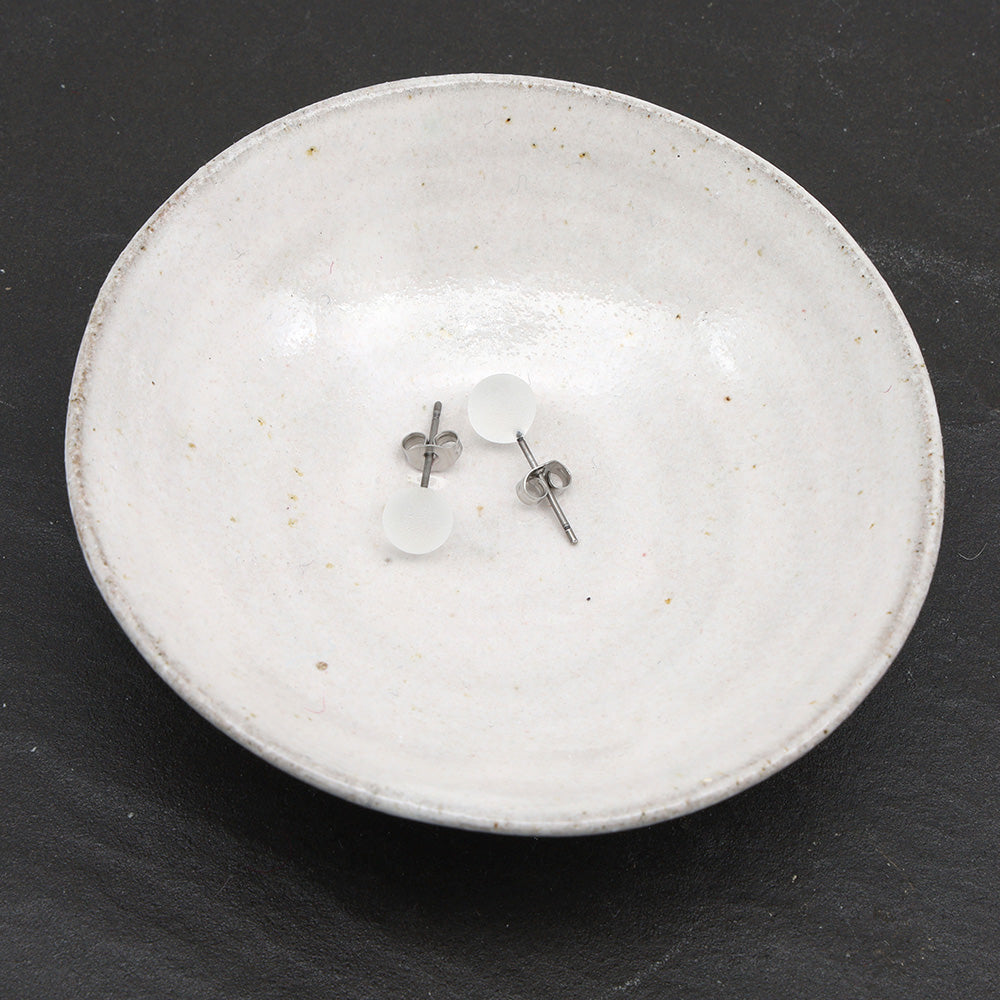 Frosted Transparent Clear Glass Stud Earrings