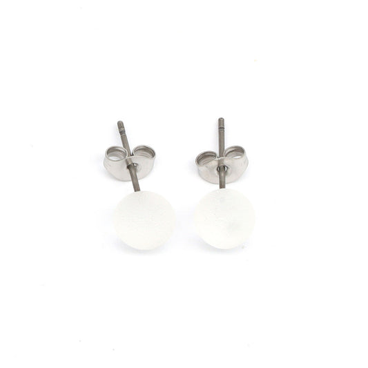 Frosted Transparent Clear Glass Stud Earrings