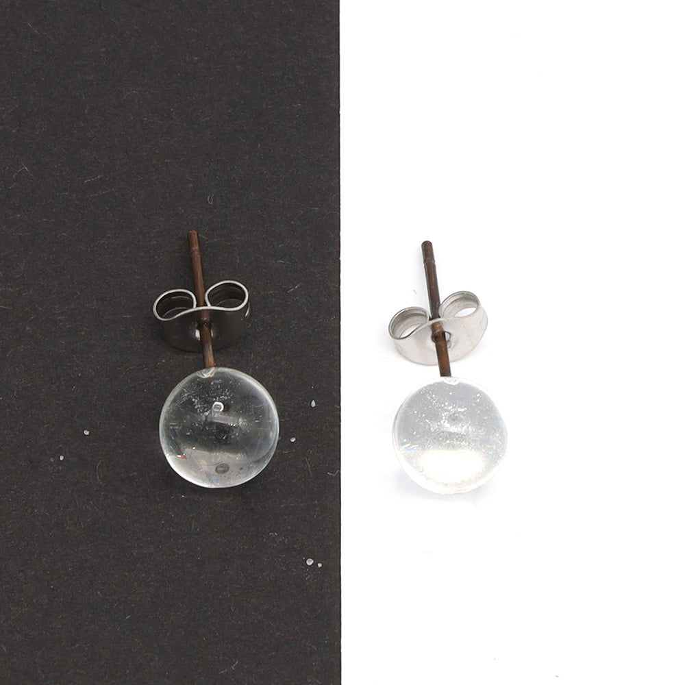 Shiny Transparent Clear Glass Stud Earrings
