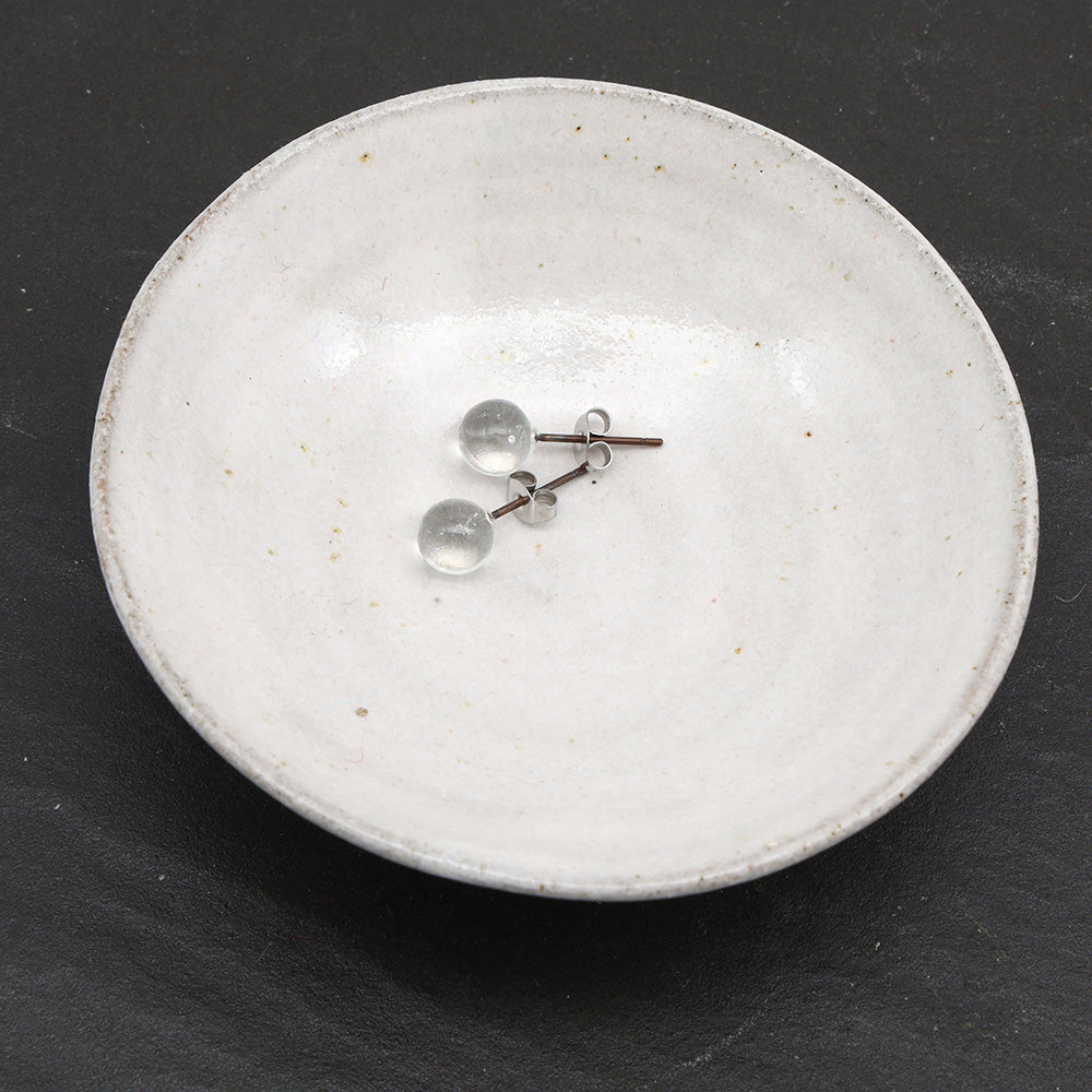 Shiny Transparent Clear Glass Stud Earrings