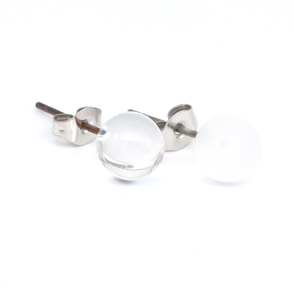 Shiny Transparent Clear Glass Stud Earrings
