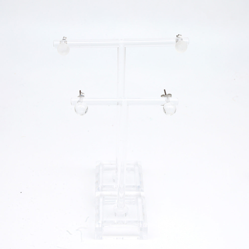 Shiny Transparent Clear Glass Stud Earrings