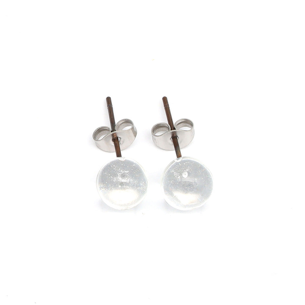 Shiny Transparent Clear Glass Stud Earrings