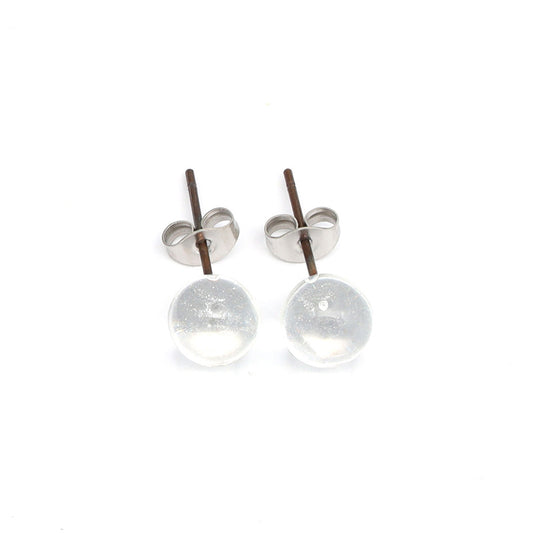 Shiny Transparent Clear Glass Stud Earrings