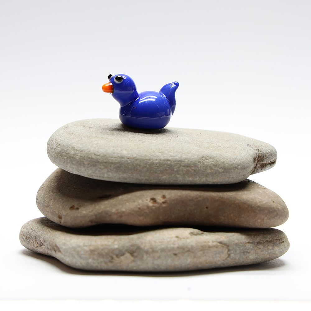 Dark Blue Opaque Glass Duck