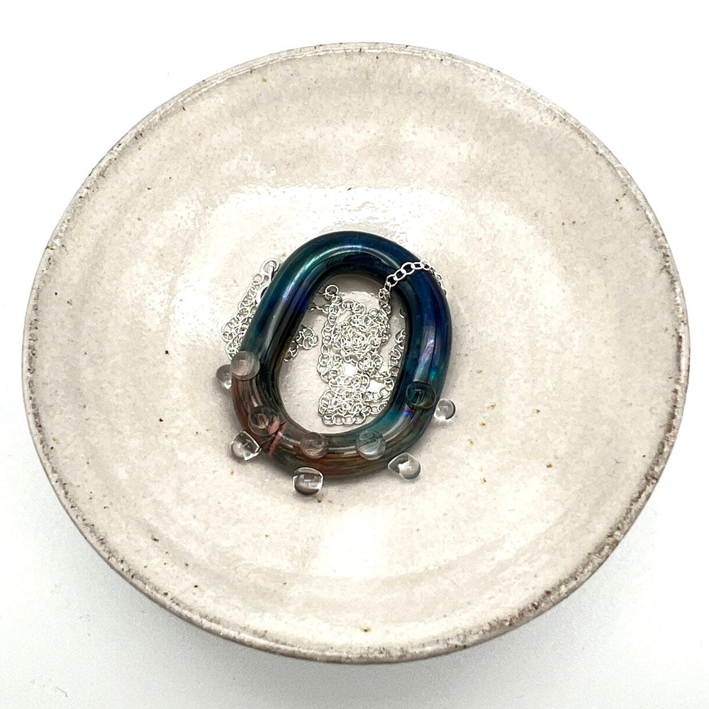 Dragons Eye Water Droplet Glass Link Necklace