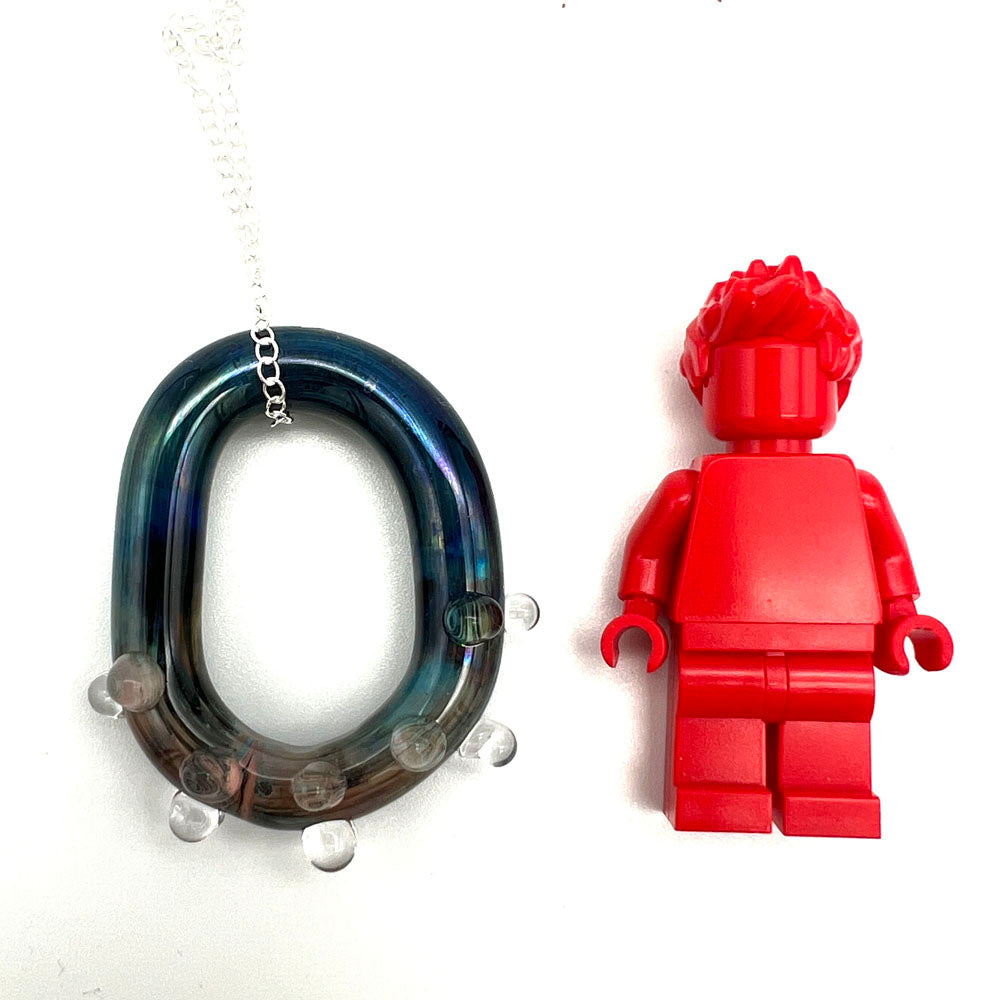 Dragons Eye Water Droplet Glass Link Necklace