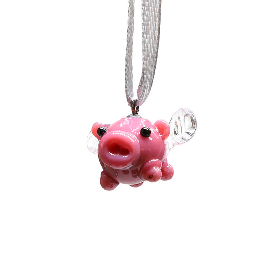 Tiny Glass Pig Hanging Decoration