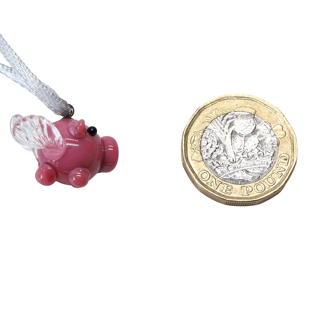 Tiny Glass Pig Hanging Decoration