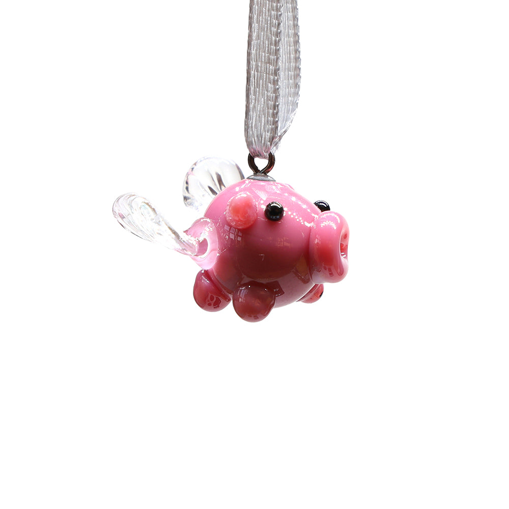 Tiny Glass Pig Hanging Decoration
