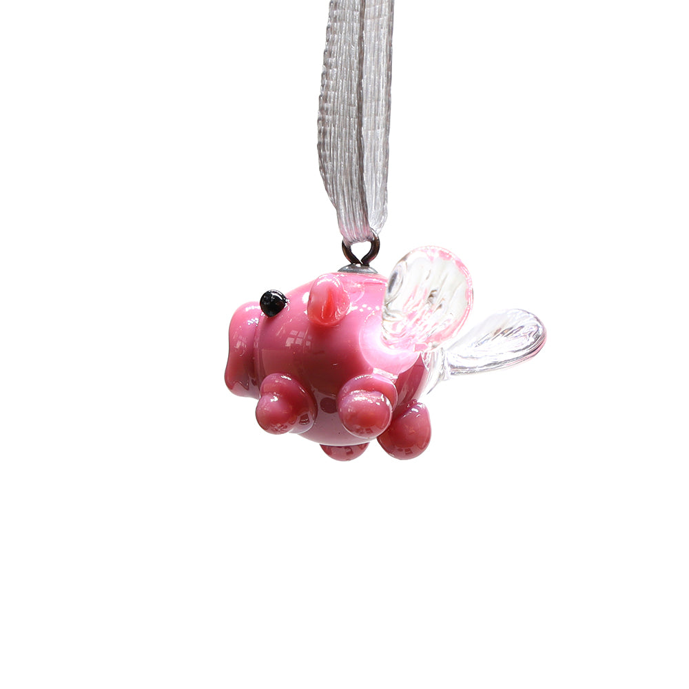 Tiny Glass Pig Hanging Decoration