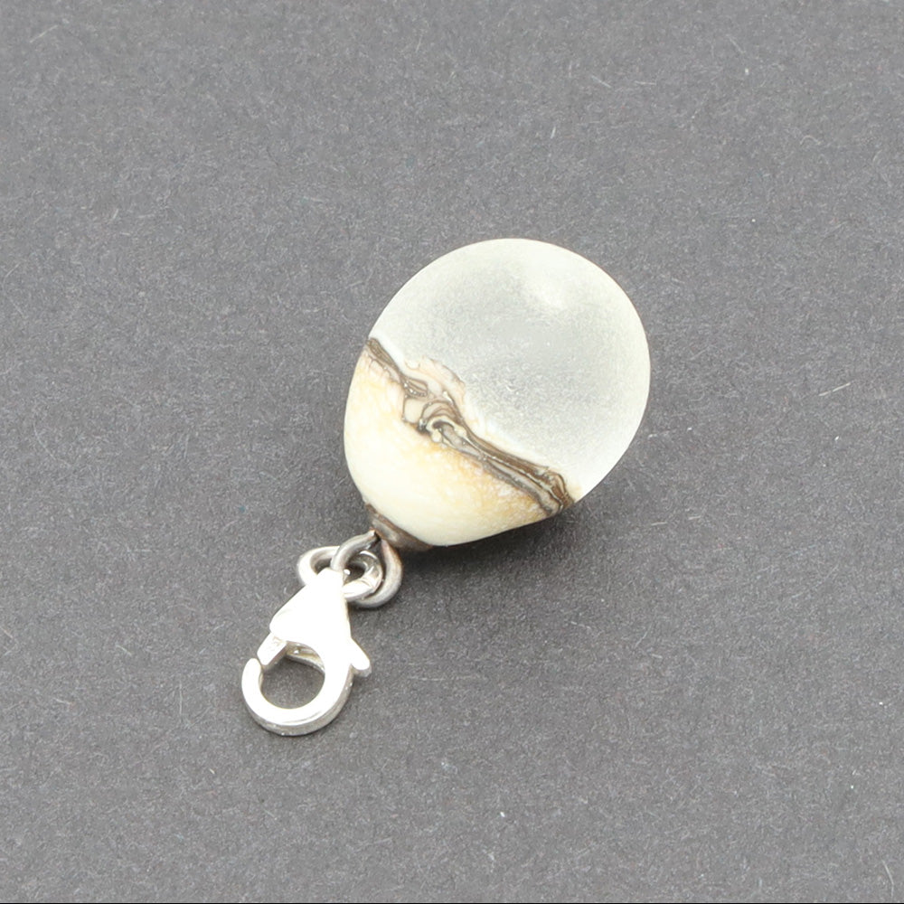 Frosted Clear & Silvered Ivory Droplet Charm