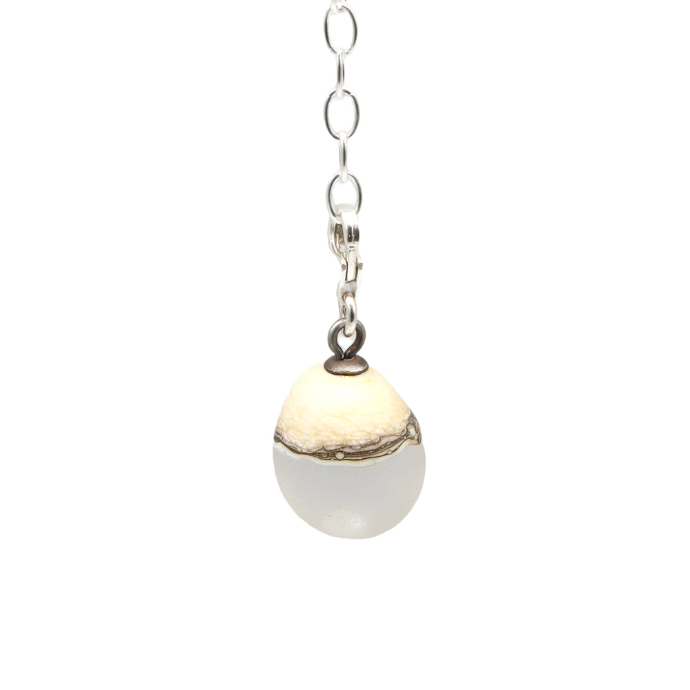 Frosted Clear & Silvered Ivory Droplet Charm