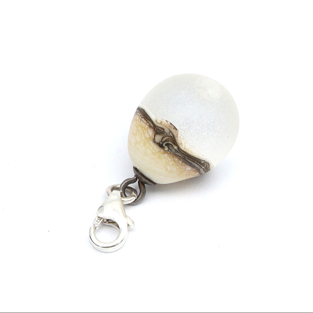 Frosted Clear & Silvered Ivory Droplet Charm
