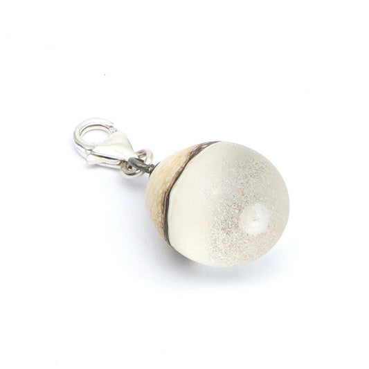 Frosted Clear & Silvered Ivory Droplet Charm