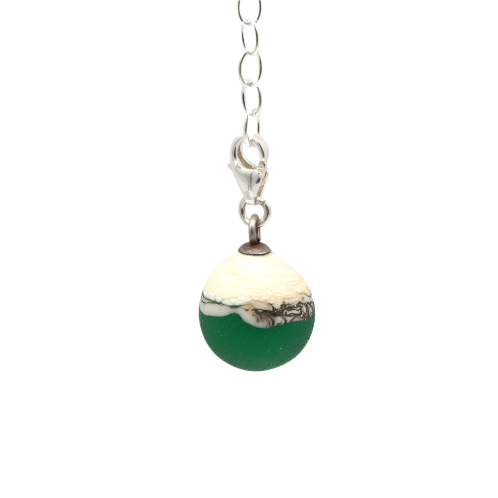 Frosted Green & Silvered Ivory Droplet Charm