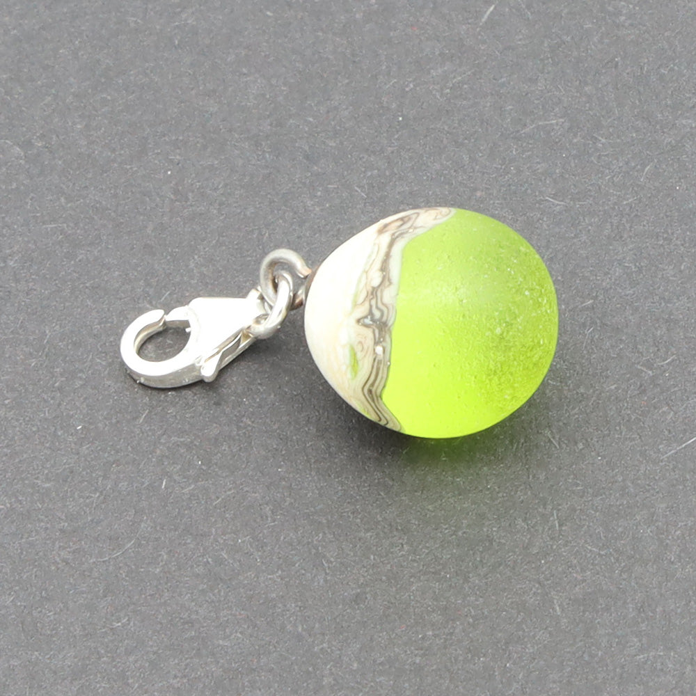 Frosted Lime & Silvered Ivory Droplet Charm