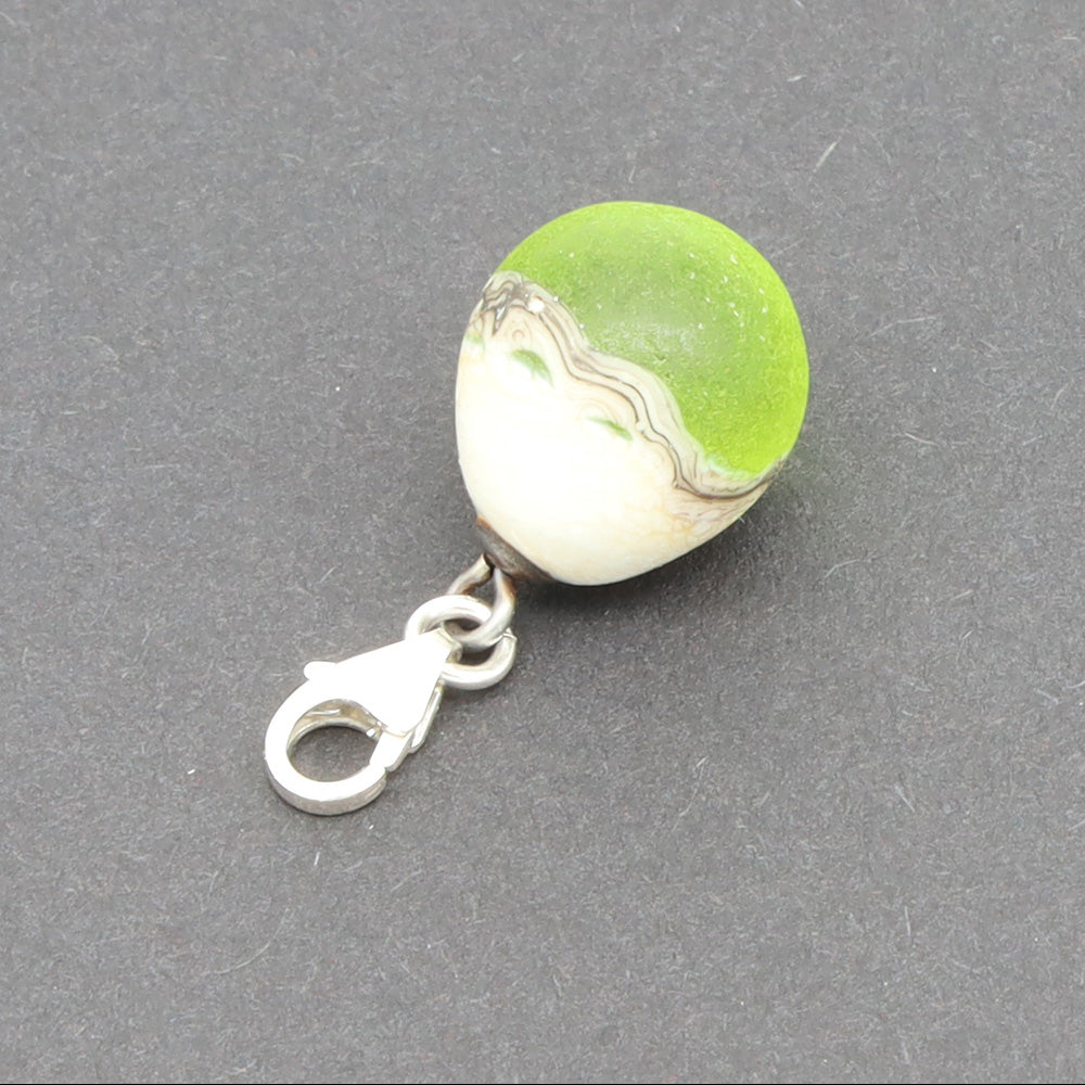 Frosted Lime & Silvered Ivory Droplet Charm