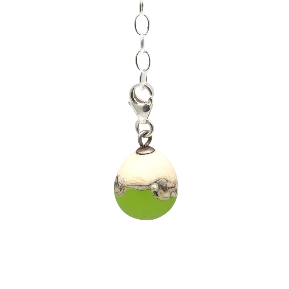 Frosted Lime & Silvered Ivory Droplet Charm
