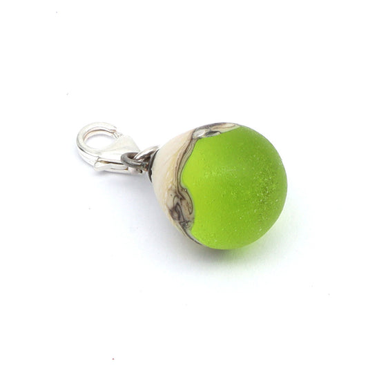 Frosted Lime & Silvered Ivory Droplet Charm