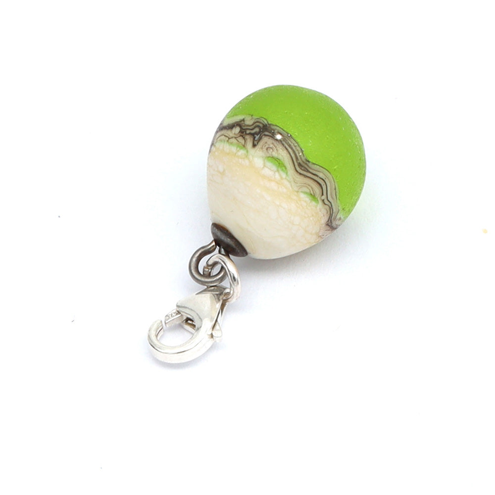 Frosted Lime & Silvered Ivory Droplet Charm
