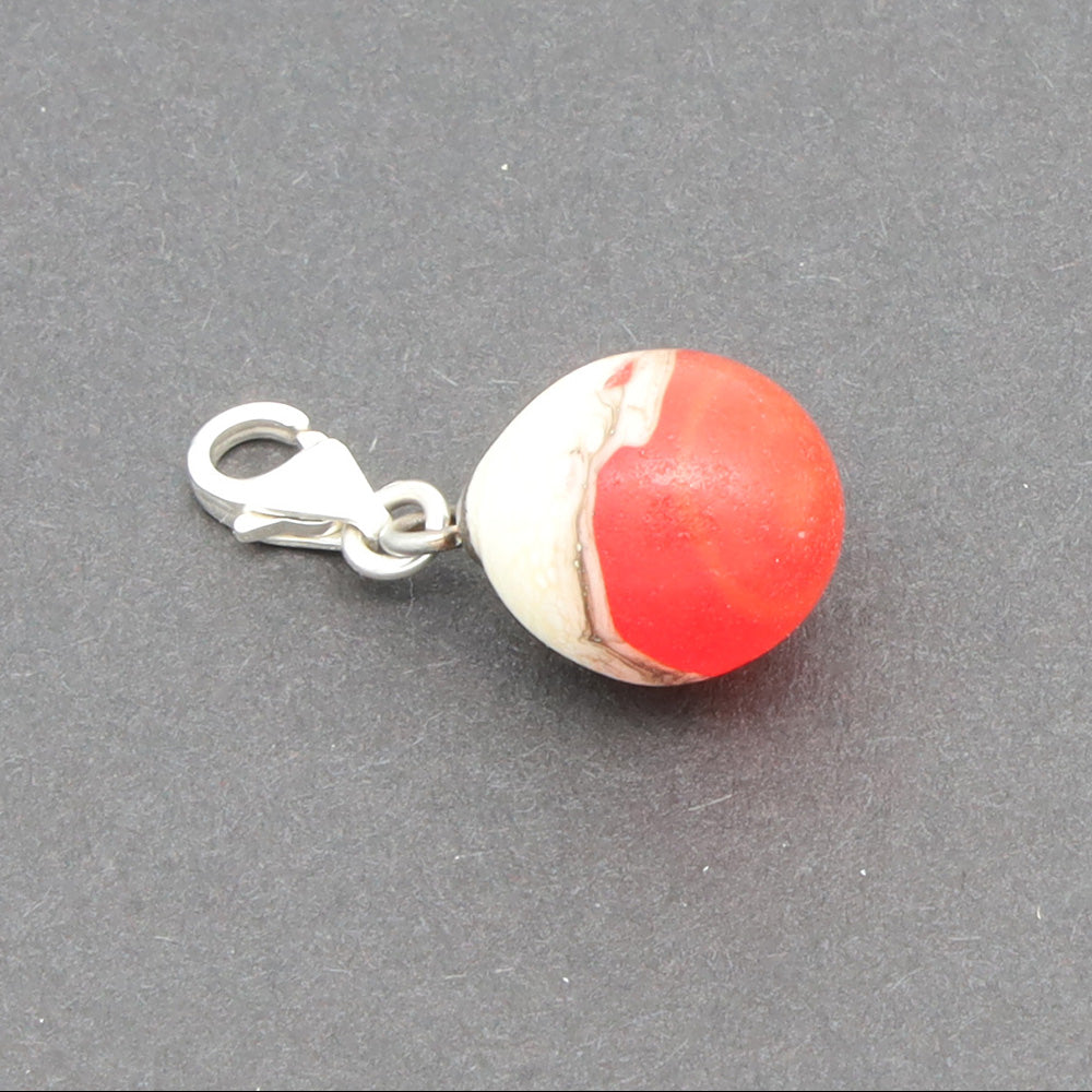 Frosted Orange & Silvered Ivory Droplet Charm