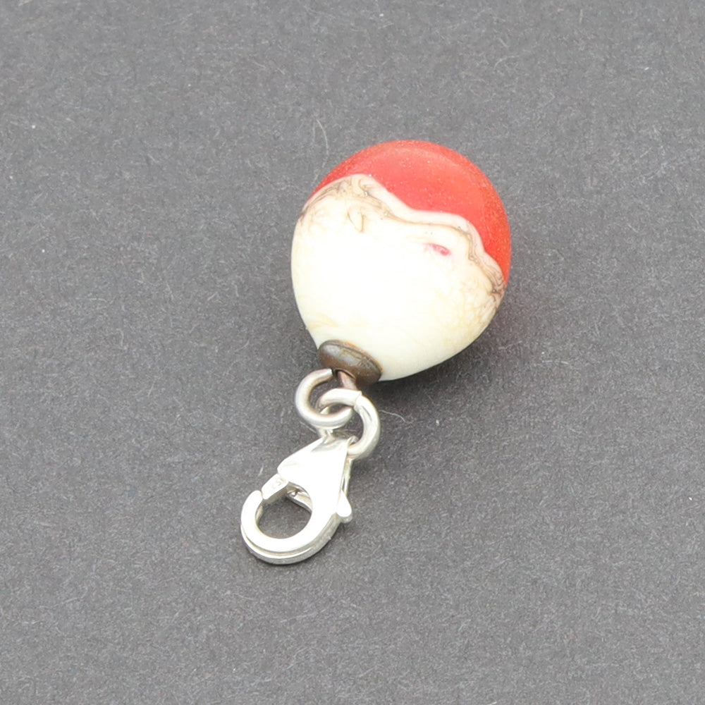 Frosted Orange & Silvered Ivory Droplet Charm