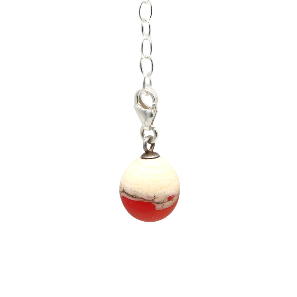 Frosted Orange & Silvered Ivory Droplet Charm