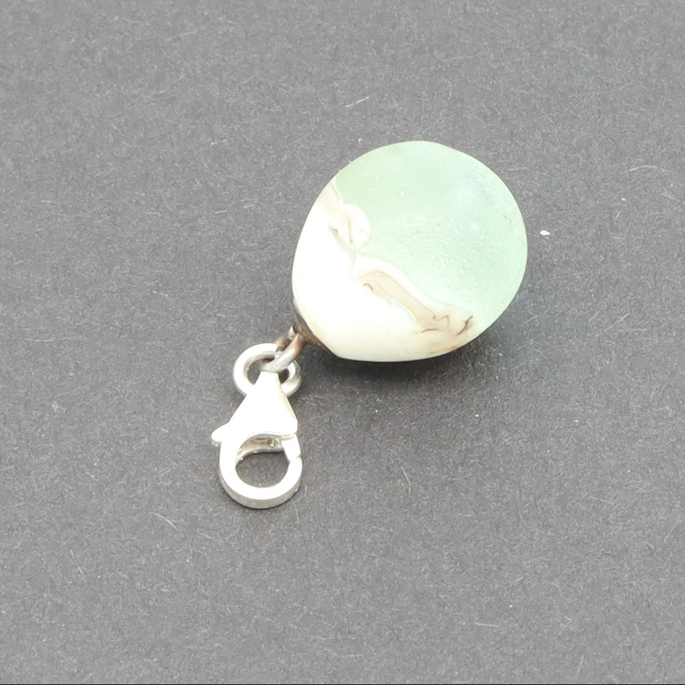 Frosted Pale Blue & Silvered Ivory Droplet Charm