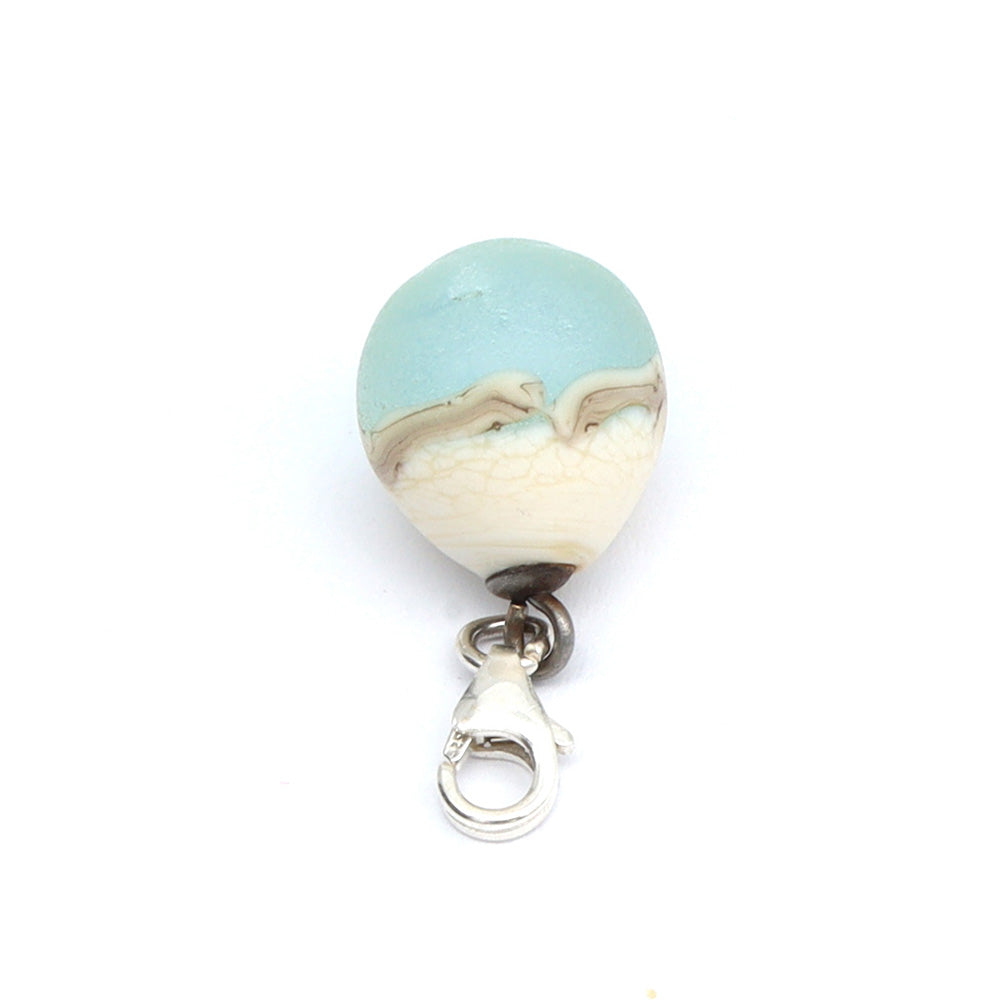 Frosted Pale Blue & Silvered Ivory Droplet Charm