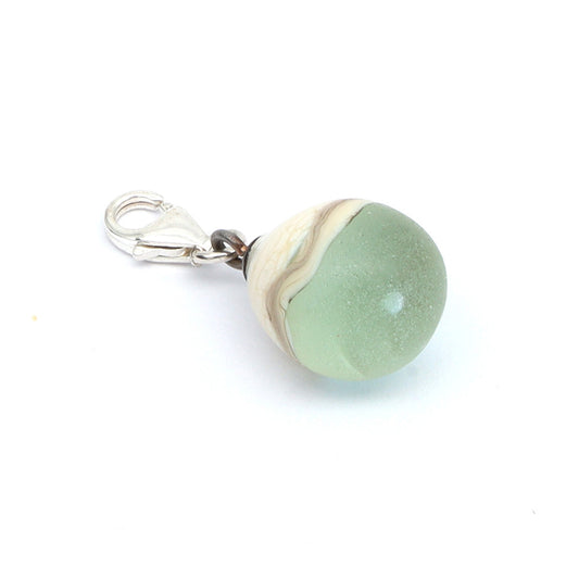 Frosted Pale Blue & Silvered Ivory Droplet Charm