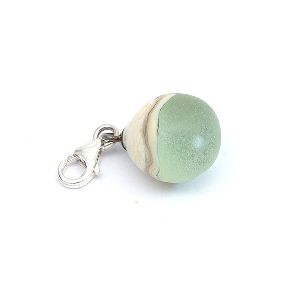 Frosted Pale Blue & Silvered Ivory Droplet Charm