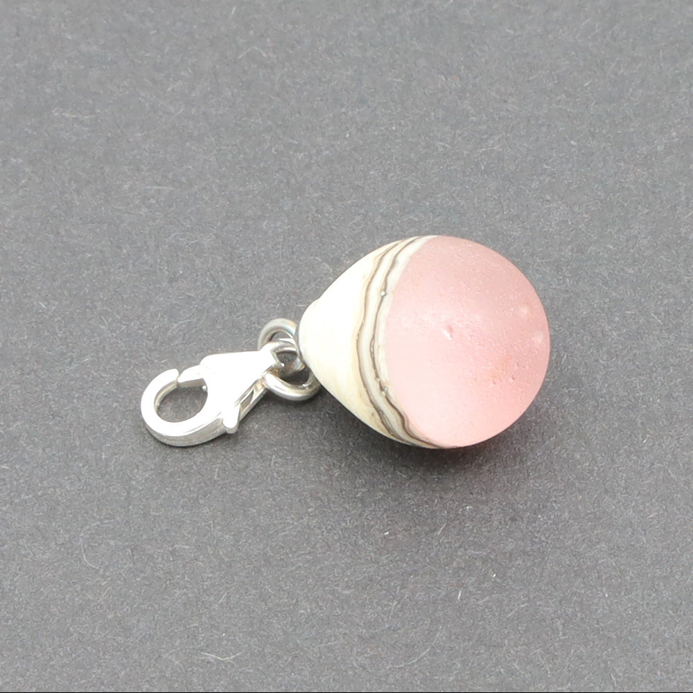 Frosted Pink & Silvered Ivory Droplet Charm